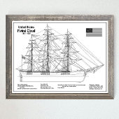 Clipper Ship Flying Cloud - Blauwdruk voor schepen Poster