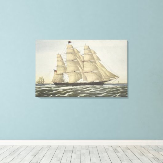 Clipper Ship, Flying Cloud Canvas Afdruk (Insitu (Houten vloer))