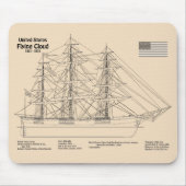 Clipper Ship Flying Cloud - Scheepsblauwdruk SD Muismat (Voorkant)