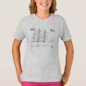 Clipper Ship Flying Cloud - Scheepsblauwdruk SD T-shirt (Voorkant)