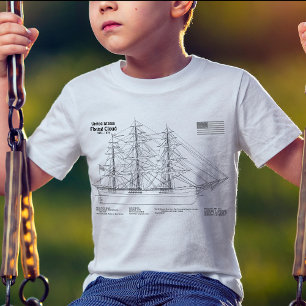 Clipper Ship Flying Cloud - Scheepsblauwdruk SD T-shirt