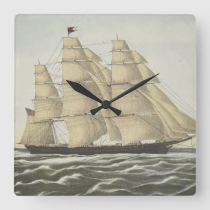 Clipper Ship, Flying Cloud Vierkante Klok