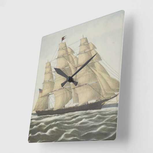 Clipper Ship, Flying Cloud Vierkante Klok (Hoek)