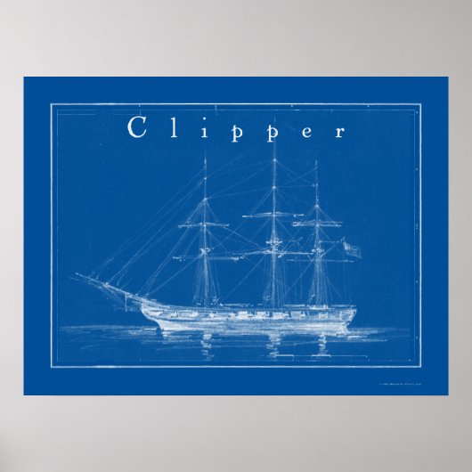 Clipper Ship Nautical Poster Art (Voorkant)