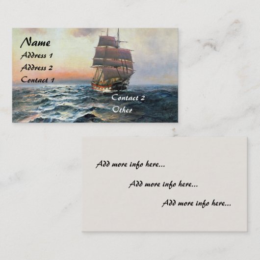 Clipper Ship Ocean Sailing Zeeen Visitekaartjes (Voorkant / Achterkant)