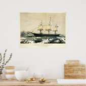 Clipper Ship Red Jacket in de ijskast van de Kaapv Poster (Keuken)