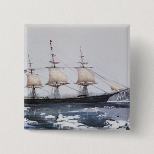 Clipper Ship "Red Jacket" Vierkante Button 5,1 Cm