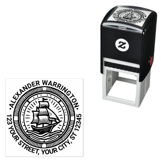 Clipper Ship Sailing Boat Name Retouradres Zelfinktende Stempel (In situ)