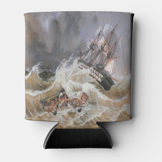 Clipper Ship Storm bij Zee 1870s Blikjeskoeler (Voorkant)