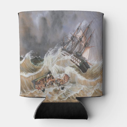 Clipper Ship Storm bij Zee 1870s Blikjeskoeler (Achterkant)