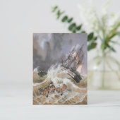Clipper Ship Storm bij Zee 1870s Briefkaart (Staand voorkant)