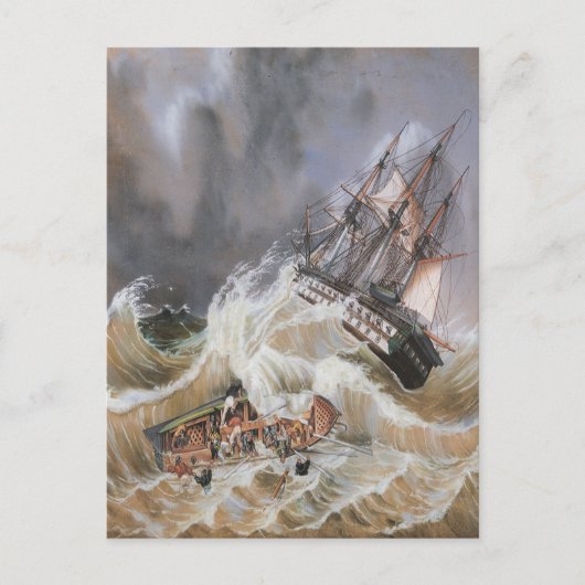 Clipper Ship Storm bij Zee 1870s Briefkaart (Voorkant)