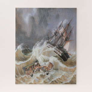 Clipper Ship Storm bij Zee 1870s Legpuzzel