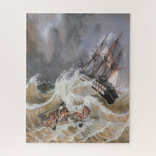 Clipper Ship Storm bij Zee 1870s Legpuzzel (Verticaal)