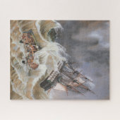 Clipper Ship Storm bij Zee 1870s Legpuzzel (Horizontaal)