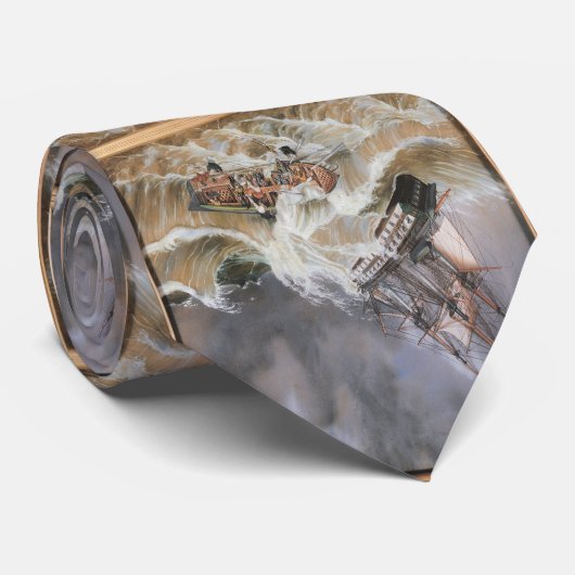 Clipper Ship Storm bij Zee 1870s Stropdas (Opgerold)