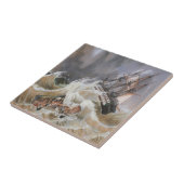 Clipper Ship Storm bij Zee 1870s Tegeltje (Zijkant)