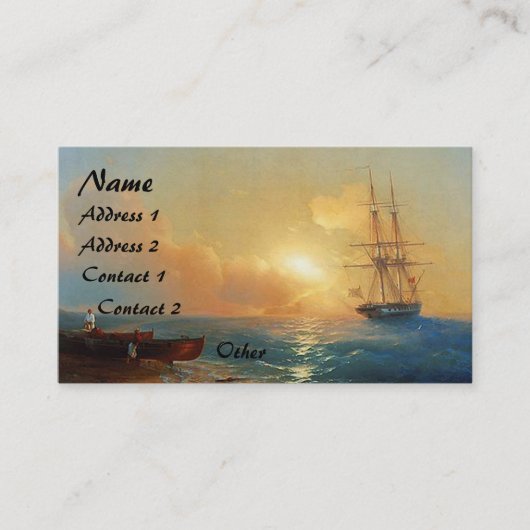 Clipper Ship Sunset Ocean Beach Visitekaartjes (Voorkant)