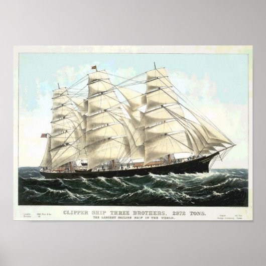Clipper Ship Three Brothers Poster (Voorkant)
