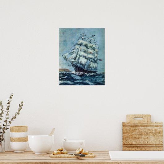 Clipper Ship Western Shore Poster (Keuken)