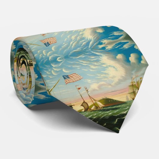 Clipper Ships Boston Harbour 1800s Stropdas (Opgerold)