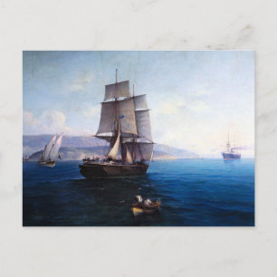 Clipper Zeilschip en Stoomboot 1900's Briefkaart