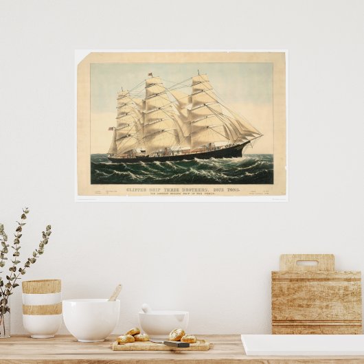 Clipperschip "Three Brothers" (0406A) Poster (Keuken)