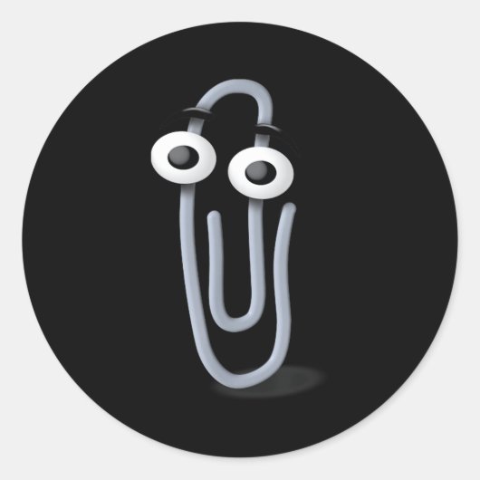 Clippy Paper Clip Funny Meme Page Note  Ronde Sticker (Voorkant)