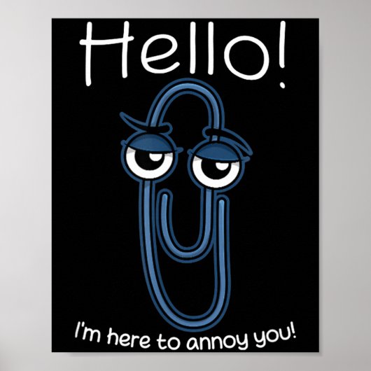 Clippy Paperclip Grappige Meme Pagina Notitie Sarc Poster (Voorkant)