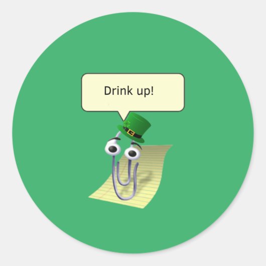 Clippy St. Patrick's Day Ronde Sticker (Voorkant)