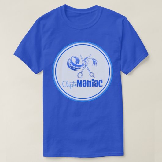 CliptoMANIAC Blue op Blue T-shirt (Design voorkant)