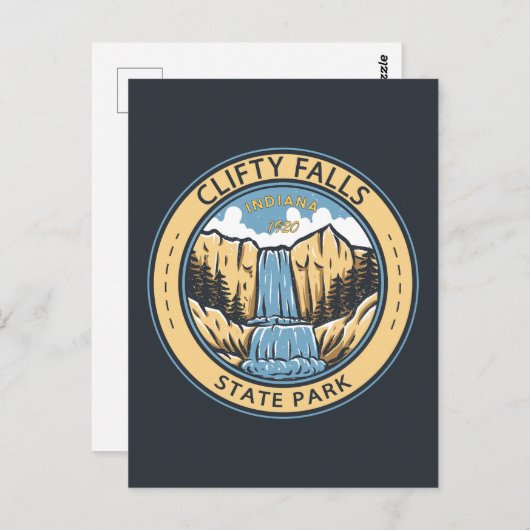 Clity Herfsten State Park Indiana Badge Briefkaart (Voorkant / Achterkant)