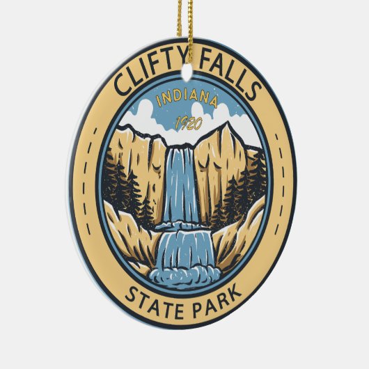 Clity Herfsten State Park Indiana Badge Keramisch Ornament (Rechts)