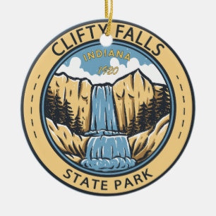 Clity Herfsten State Park Indiana Badge Keramisch Ornament
