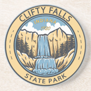 Clity Herfsten State Park Indiana Badge Zandsteen Onderzetter
