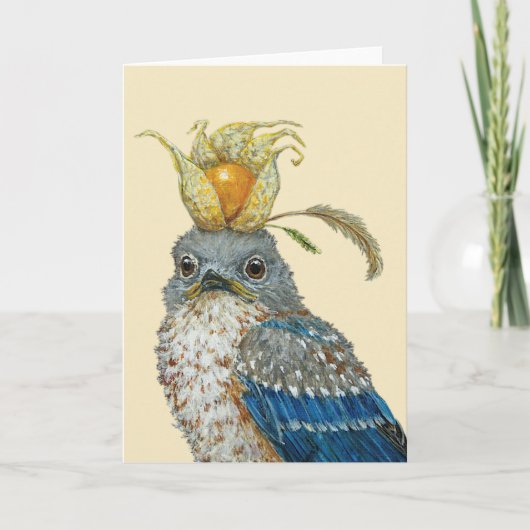 Clive de bluebird chick Gevouwen Wenskaart Kaart (Voorkant)