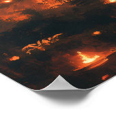 Cloaked Figure Halloween - Volle Maan & Vuur Bos Poster (Hoek)