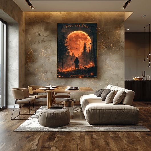 Cloaked Figure Halloween - Volle Maan & Vuur Bos Poster