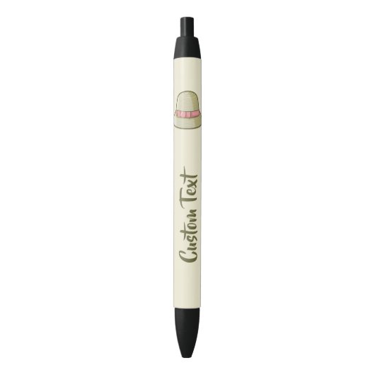 Cloche Hoed Geel Zwarte Inkt Pen (Voorkant Verticaal)