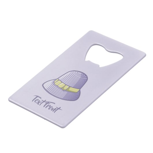 Cloche Pet Lila Creditkaart Flessenopener (Voorkant Gekanteld)