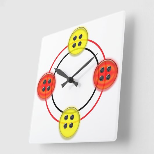 Clock - 3D Buttons Vierkante Klok (Hoek)