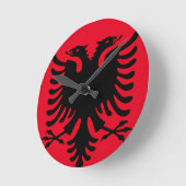 Clock Albanian Double Headed Eagle red and black Ronde Klok (Hoek)
