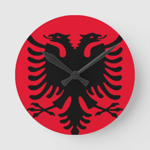 Clock Albanian Double Headed Eagle red and black Ronde Klok