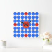 Clock - Blue and Red Dots Vierkante Klok (Huis)