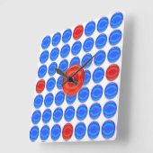 Clock - Blue and Red Dots Vierkante Klok (Hoek)
