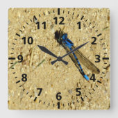 Clock - Blue Dragonfly Vierkante Klok (Voorkant)