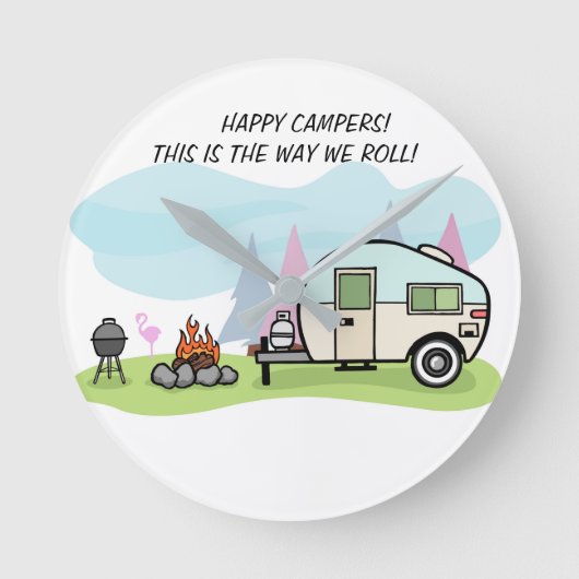 CLOCK CAMPERS CAMPGROUND CORATION RONDE KLOK (Voorkant)