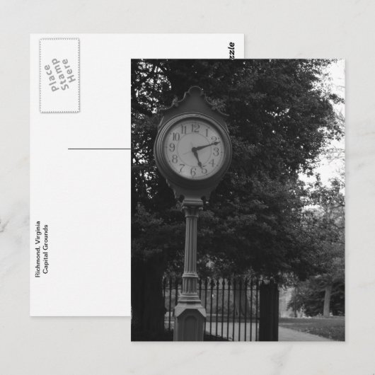 Clock, Capital Building Grounds Richmond, VA Briefkaart (Voorkant / Achterkant)