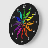 Clock - Color Wheel Leaves on Black Grote Klok (Hoek)