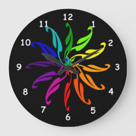 Clock - Color Wheel Leaves on Black Grote Klok